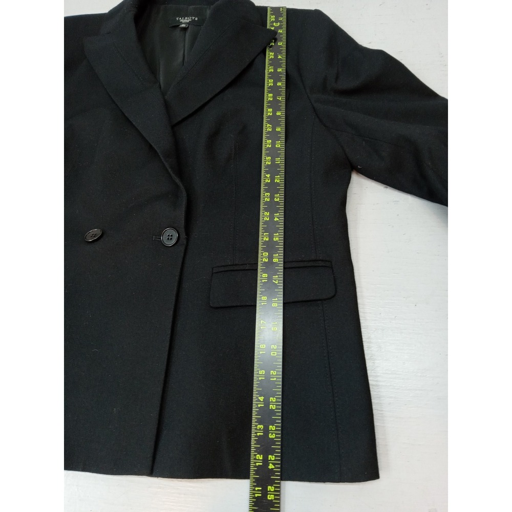 Talbots Blazer Jacket Womens 16P Double Breasted Black Wool Blend Professional - Picture 6 of 10
